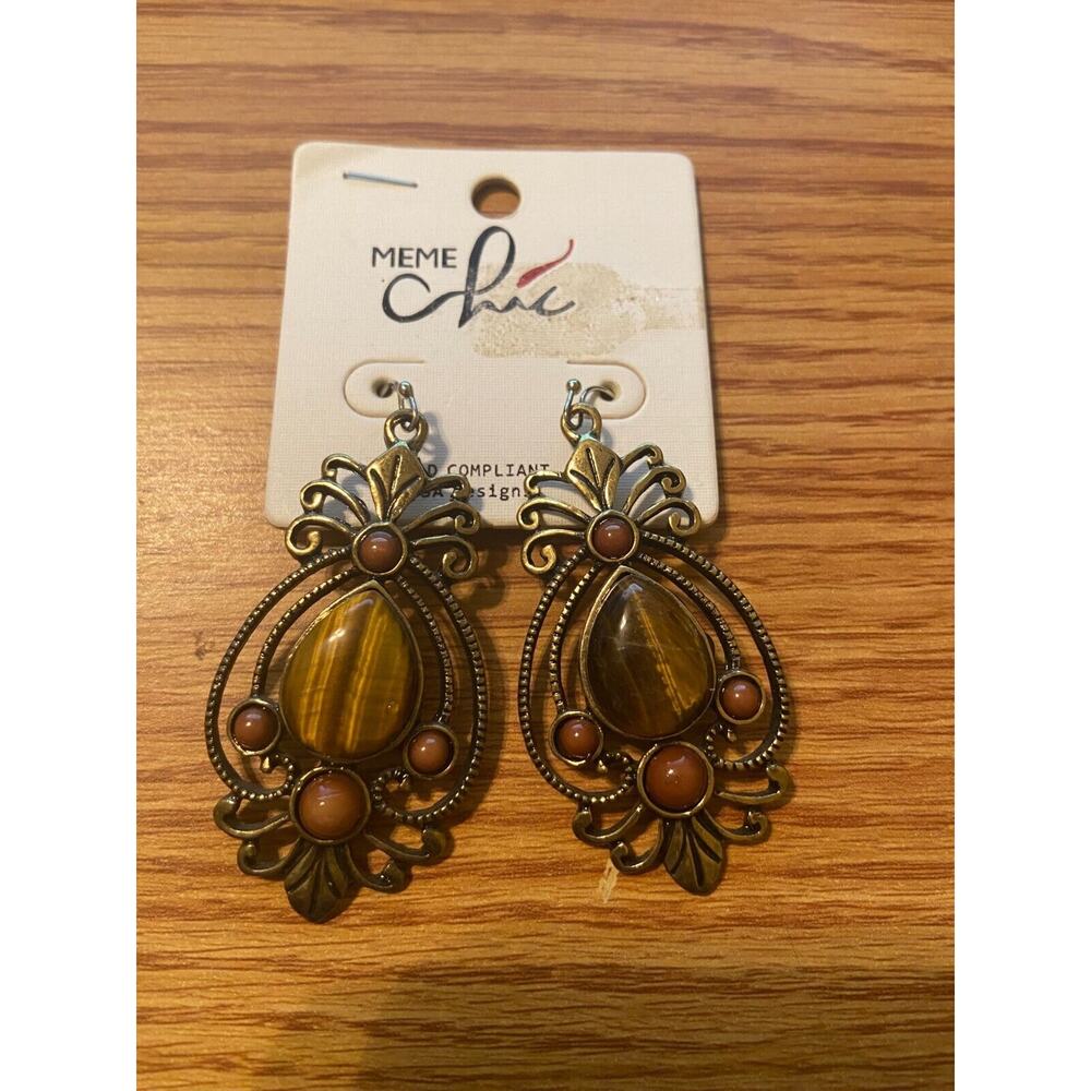 FAUX TIGERS EYE EARRINGS BY CHIC